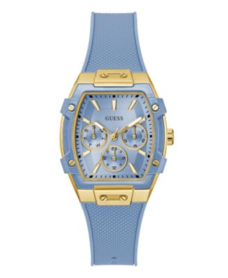 Women's Gold-Tone Light Blue Silicone Multi-Function Watch, 35mm