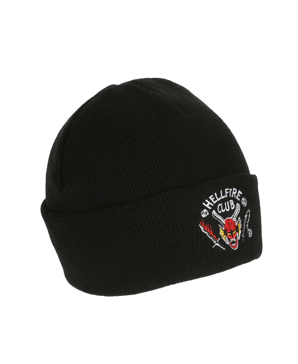 Мужская шапочка с вышивкой Hellfire Club на черном акриловом трикотажном манжете