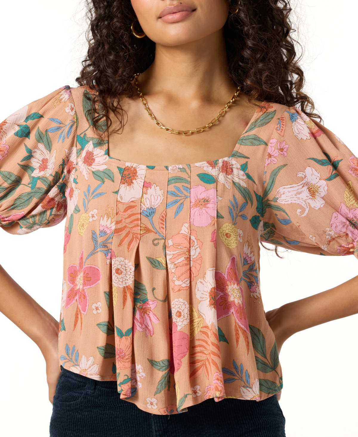 O'neill Aubrielle Pleated Puff Sleeve Top In Multi