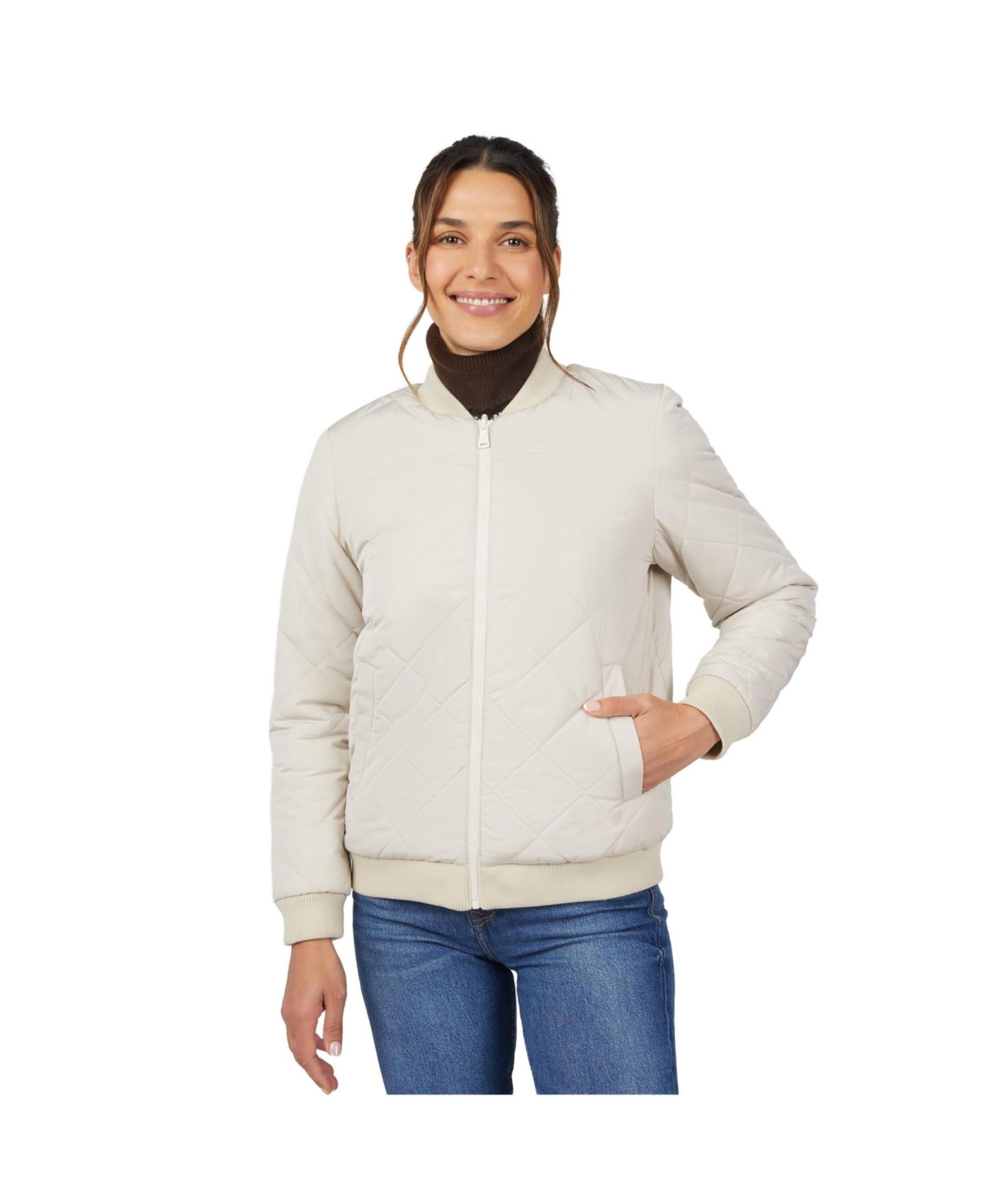 Женская куртка Free Country Stratus Lite Reversible Quilted Bomber, цвет: Овсяный — фото 5