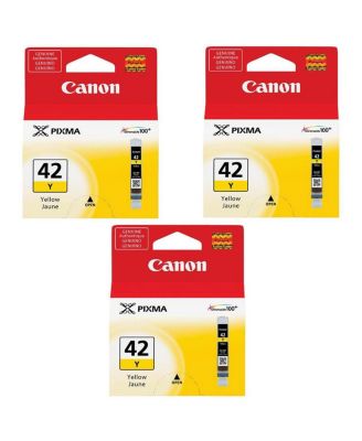 CLI-42 Yellow Ink Cartridge for Pixma PRO-100 Inkjet Photo Printer, 3-Pack