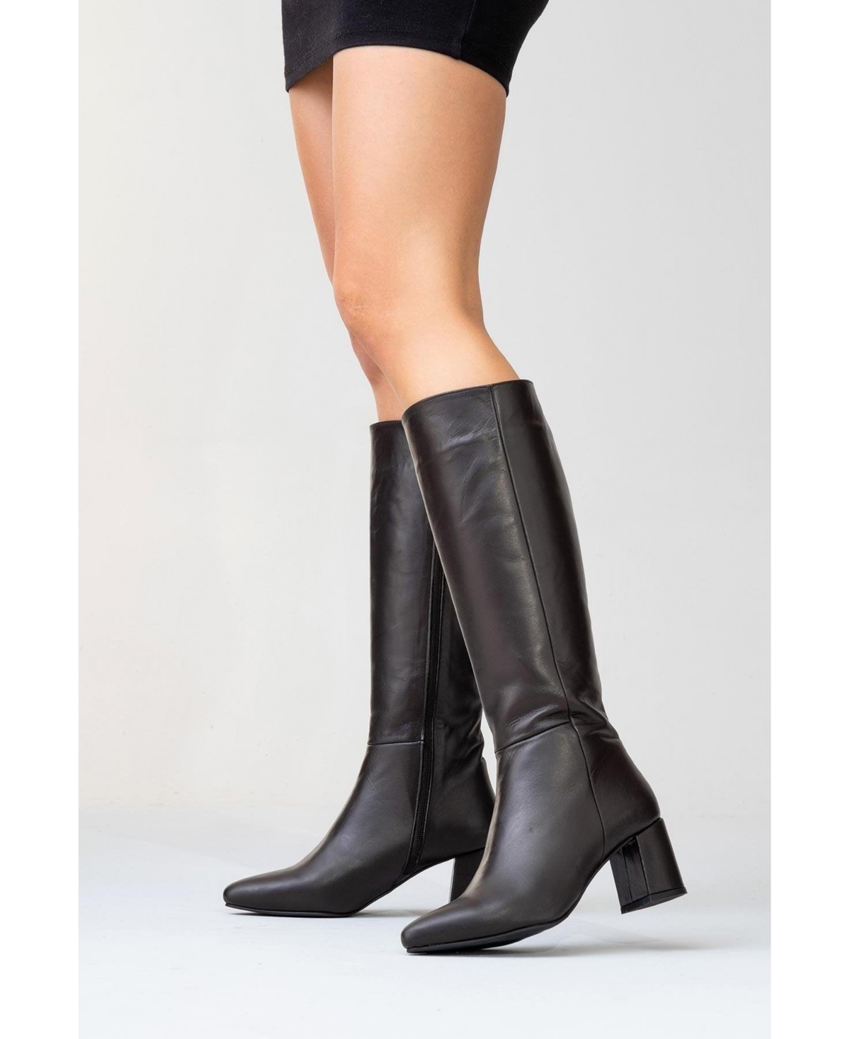 Forever & Always Shoes Sejas Leather Block Heel Knee-High Boot (Women)