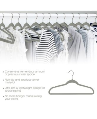 Home 50 Piece Flocked Velvet Clothes Hangers with Stainless Steel Swivel Hooks in Pink