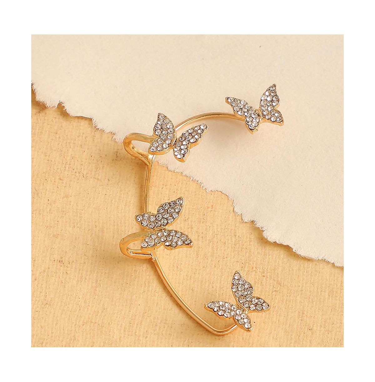 Sohi Women's Gold Embellished Butterfly Earcuff Earrings