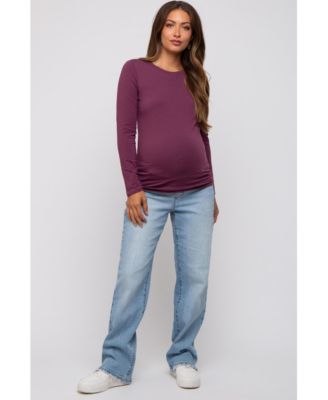 Plum Long Sleeve Maternity Top
