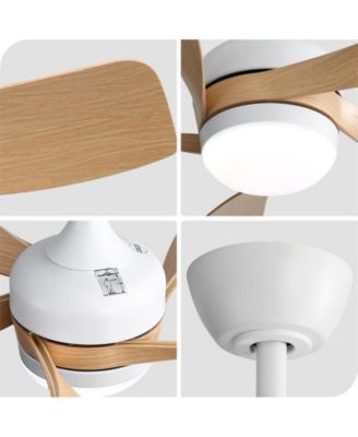 52-inch White Modern Downrod Indoor ABS 5 Blades  LED Ceiling Fan Light with Remote Control Support Six Speed Ajustable