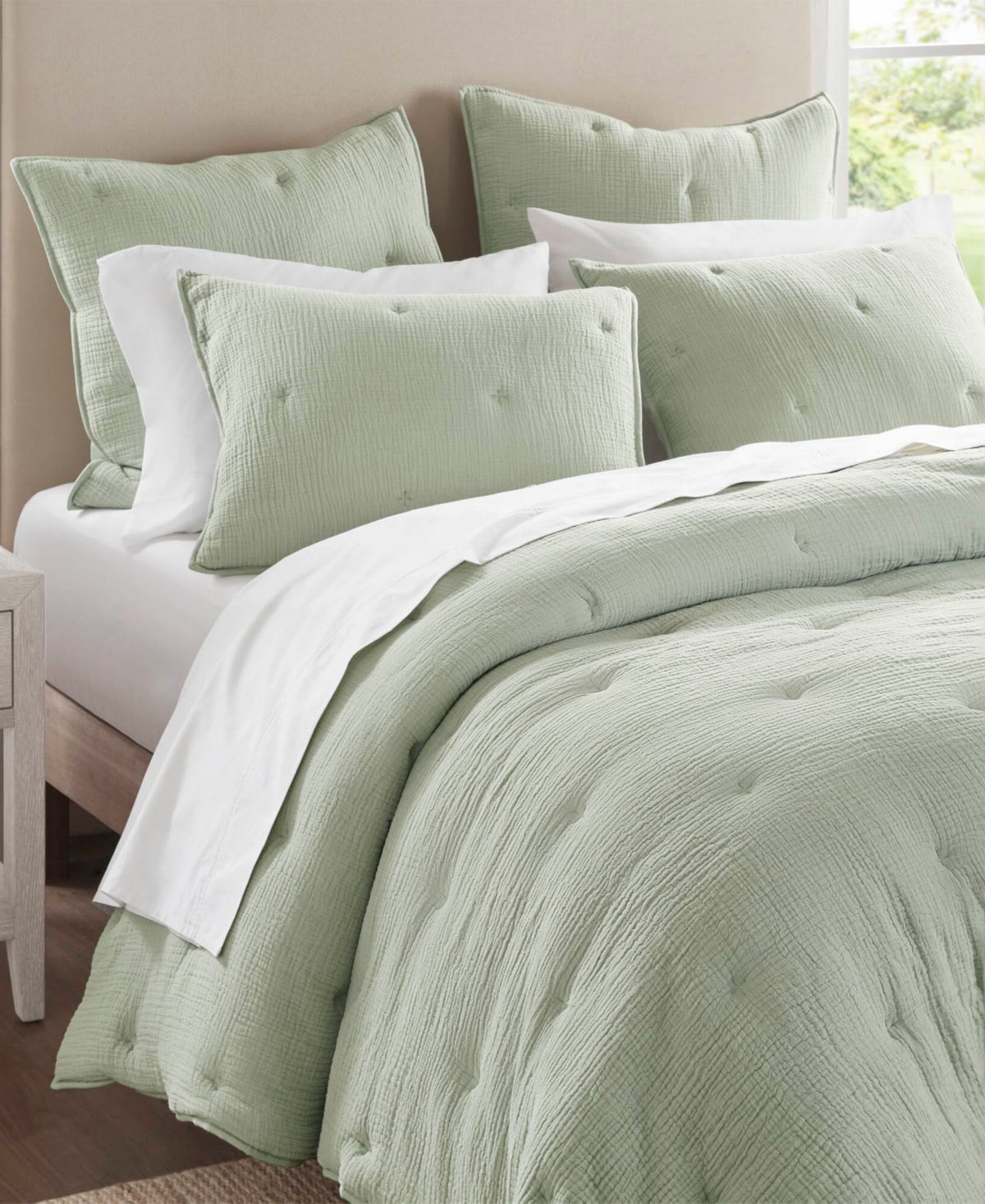 Harbor House Breeze Cotton Embroidered 3-pc. Quilt Set, King In Green