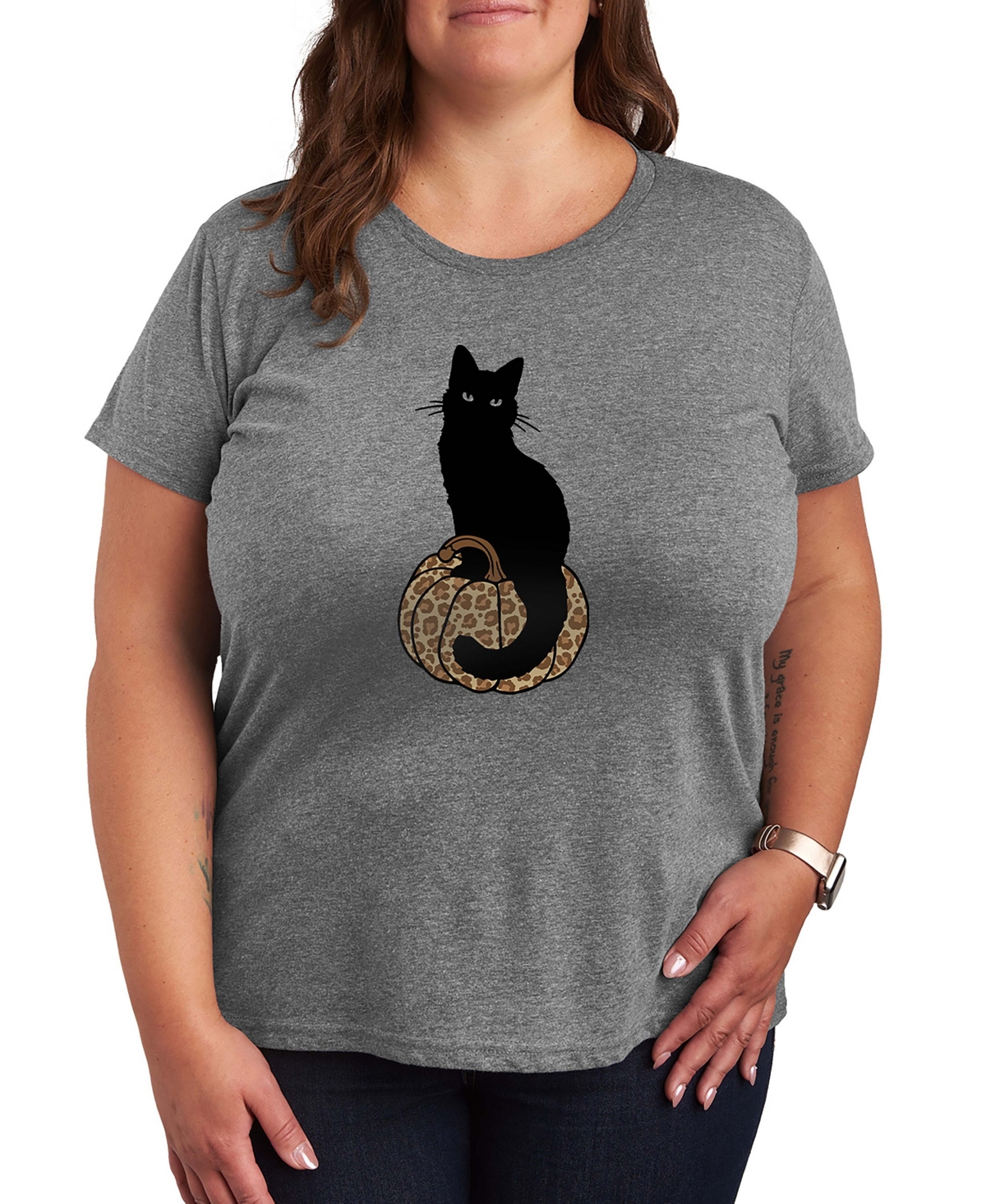 Halloween Black Cat Pumpkin Women's Short Sleeve Graphic T-shirts