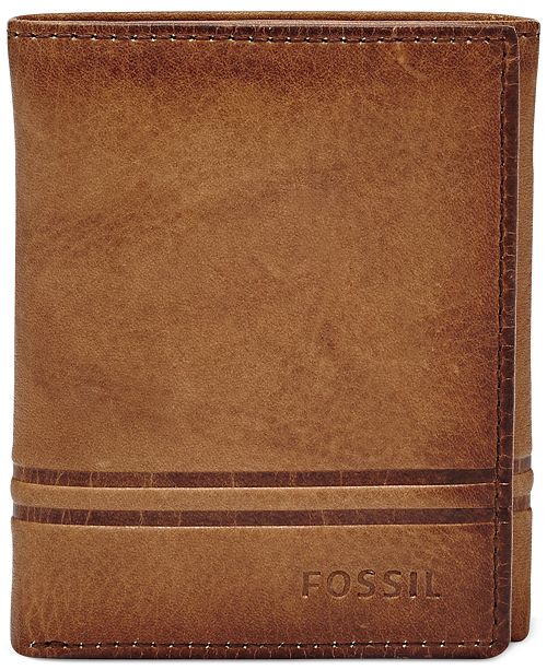Fossil Men&#39;s Watts Leather Trifold Wallet & Reviews - All Accessories - Men - Macy&#39;s
