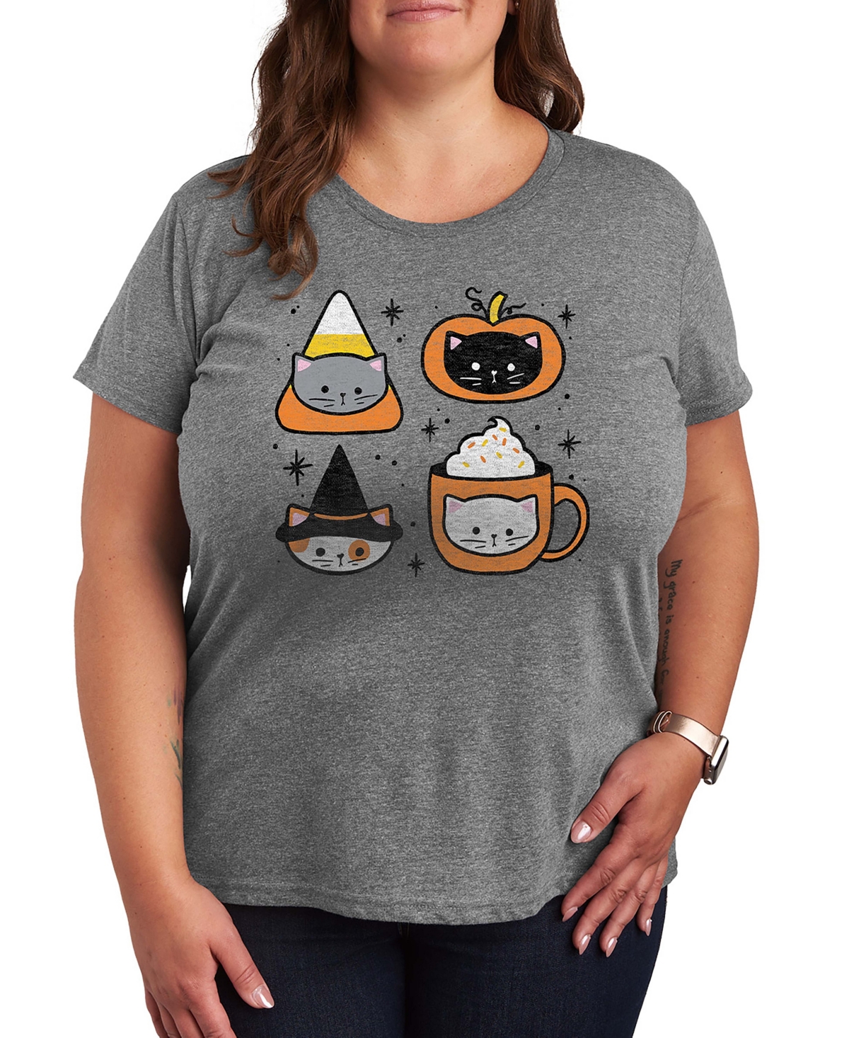 Hybrid Apparel Plus SizeHalloween Cats Women's Short Sleeve Graphic T-shirts