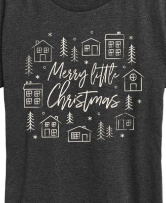 Merry Little Christmas Houses Women's Short Sleeve Graphic T-shirts