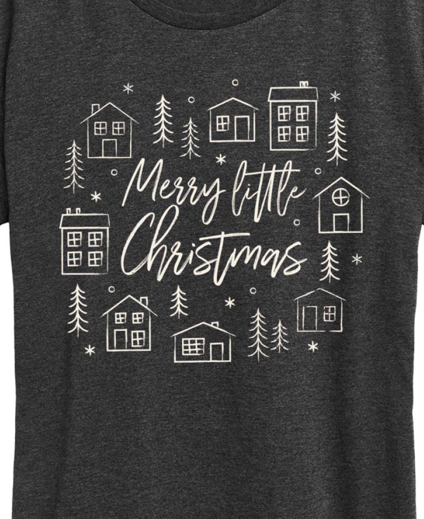 Женские футболки Hybrid Apparel Merry Little Christmas Houses Short Sleeve Graphic, цвет: Меланжевый — фото 2