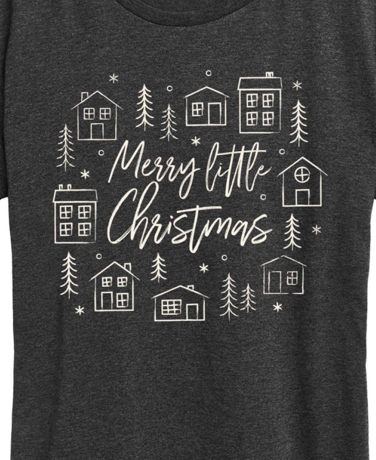 Merry Little Christmas Houses Women's Short Sleeve Graphic T-shirts