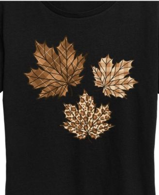 Plus Size Leaves Women's Short Sleeve Graphic T-shirts