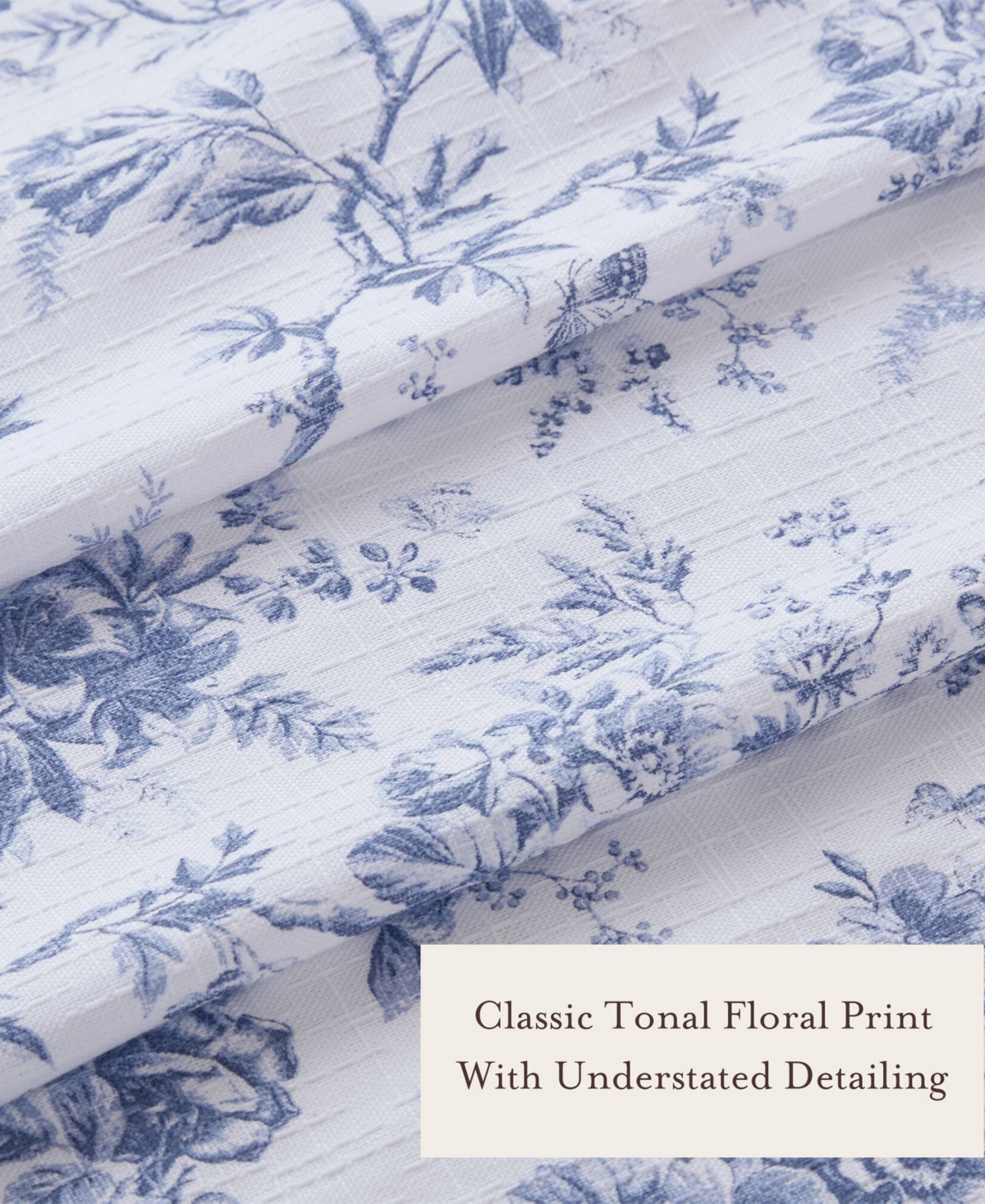 Laura Ashley Walled Garden Tonal Floral Shower Curtain, 72" X 84" In Blue