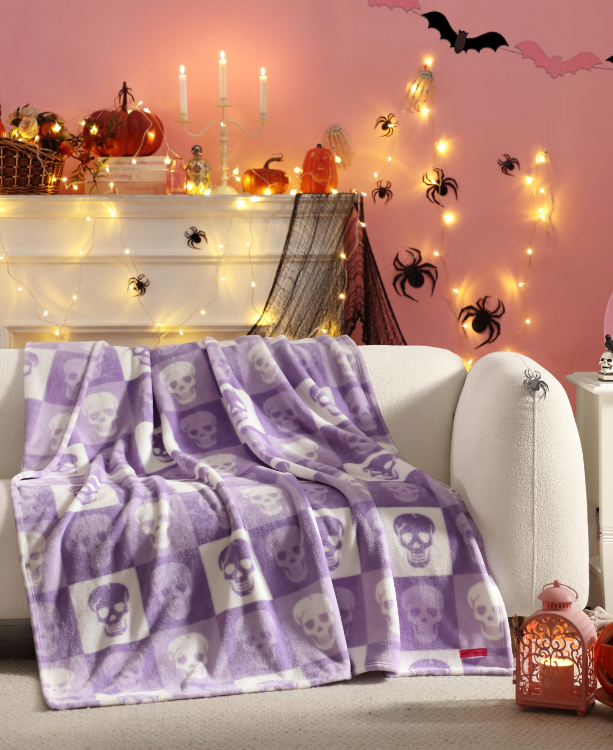 Betsey Johnson Halloween Printed Ultra Soft Plush Blanket, 70" X 50" In Purple