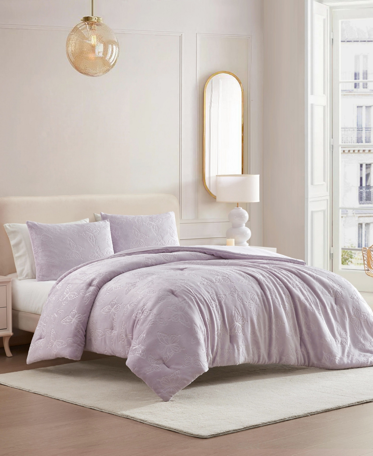 Betsey Johnson Butterfly Embossed Plush Comforter Set