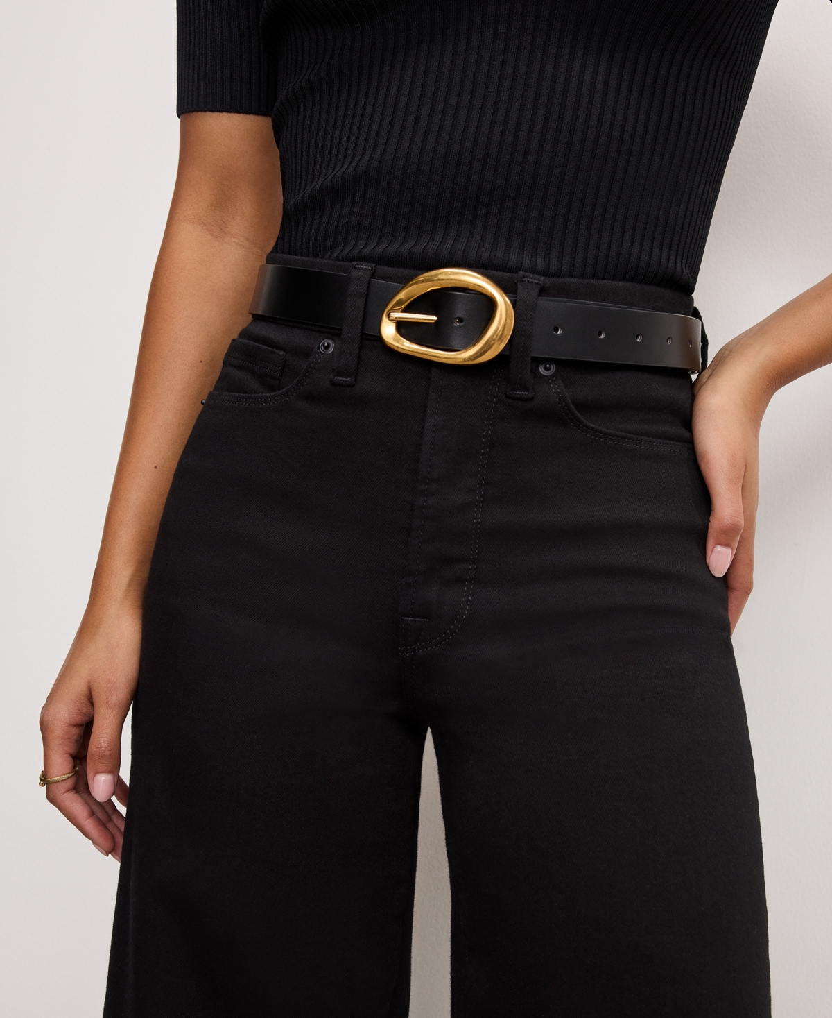 Good American Women's Cropped Palazzo Jeans