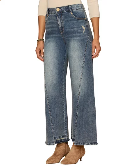 Petite "Ab"solution Skyrise Wide Leg Jeans - Mid Blue Artisanal