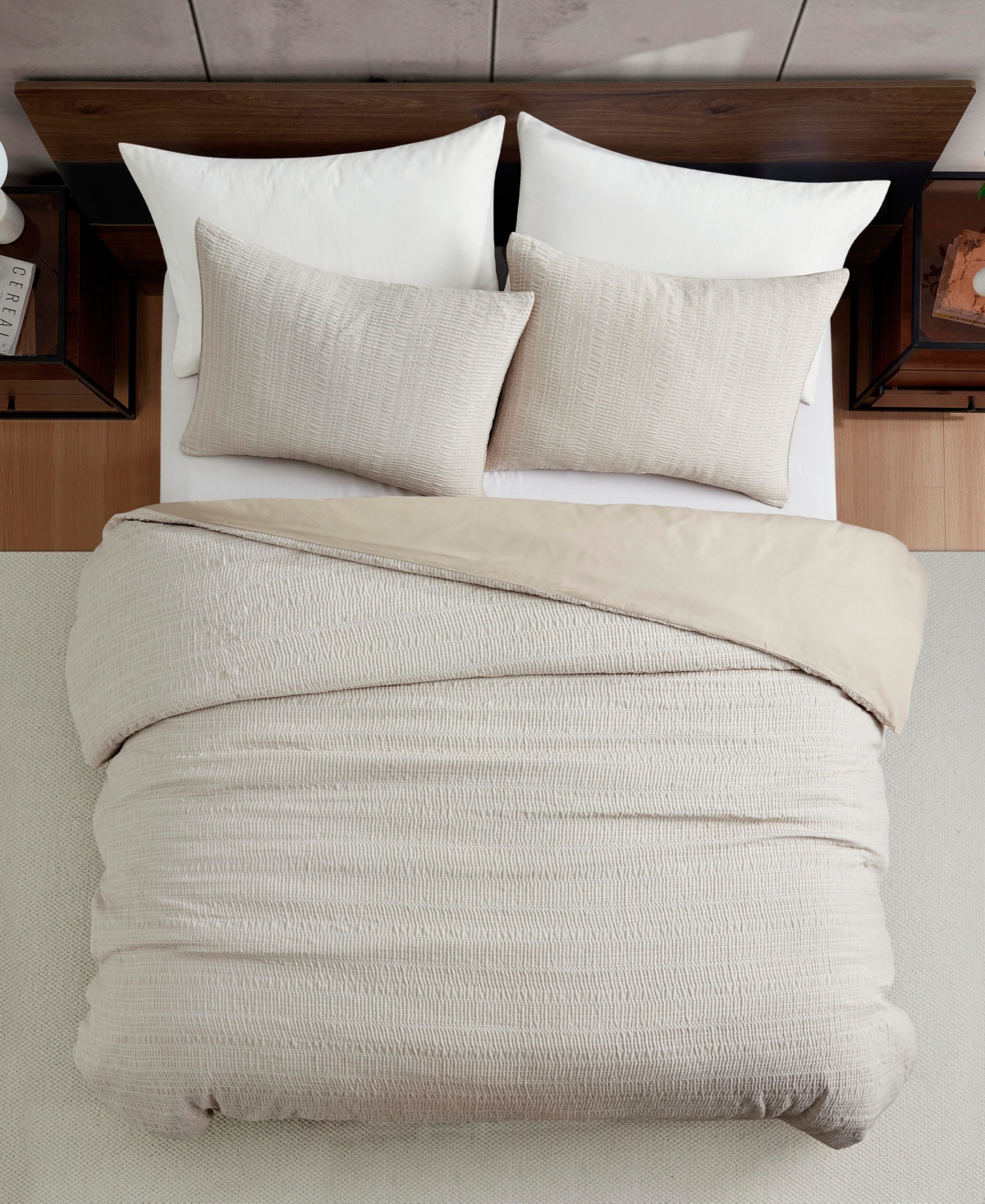 Kenneth Cole New York Stitched Gauze Jacquard 3-pc. Comforter Set, Full/queen In Neutral