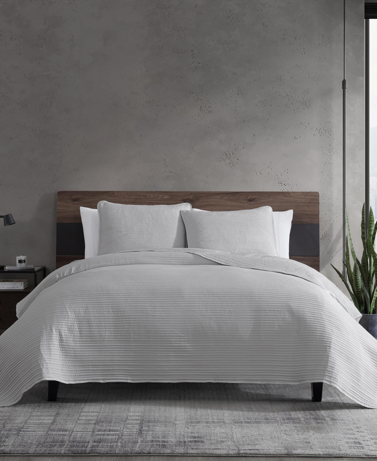 Kenneth Cole New York Solid Washed Channel Stitch 3-pc. Quilt Set, Full/queen In Gray