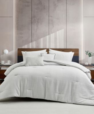 Kenneth Cole New York Embossed Waffle Comforter Set In White