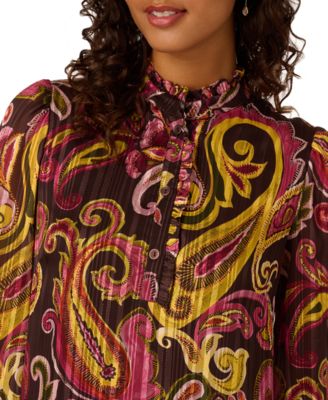 Women's Mock Neck Chiffon Printed Dress