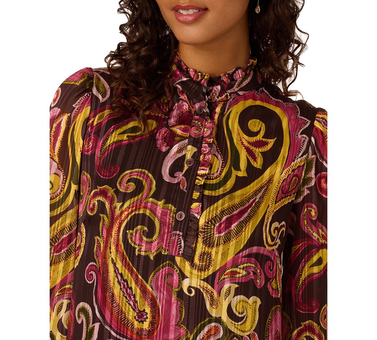 Adrianna Papell Women's Mock Neck Chiffon Printed Dress