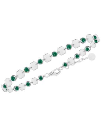 Macy's - Lab-Grown Emerald Luna Bracelet (1-1/2 ct. t.w.) in Sterling Silver