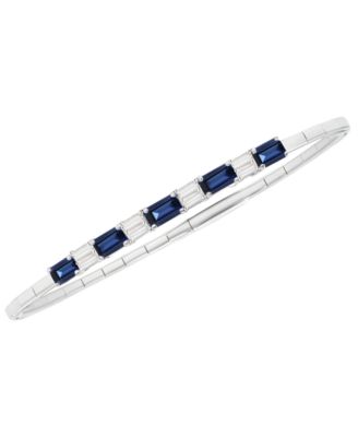 Macy's - Lab-Grown Sapphire (1-1/2 ct. t.w.) and Lab-Grown White Sapphire (1/3 ct. t.w.) Bangle in Sterling Silver