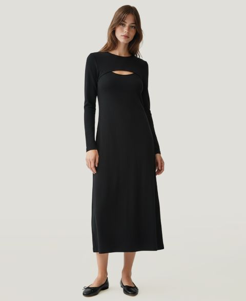Женское платье NAADAM Soft by Cashmino Cutout Sweater Midi, цвет: Чёрный