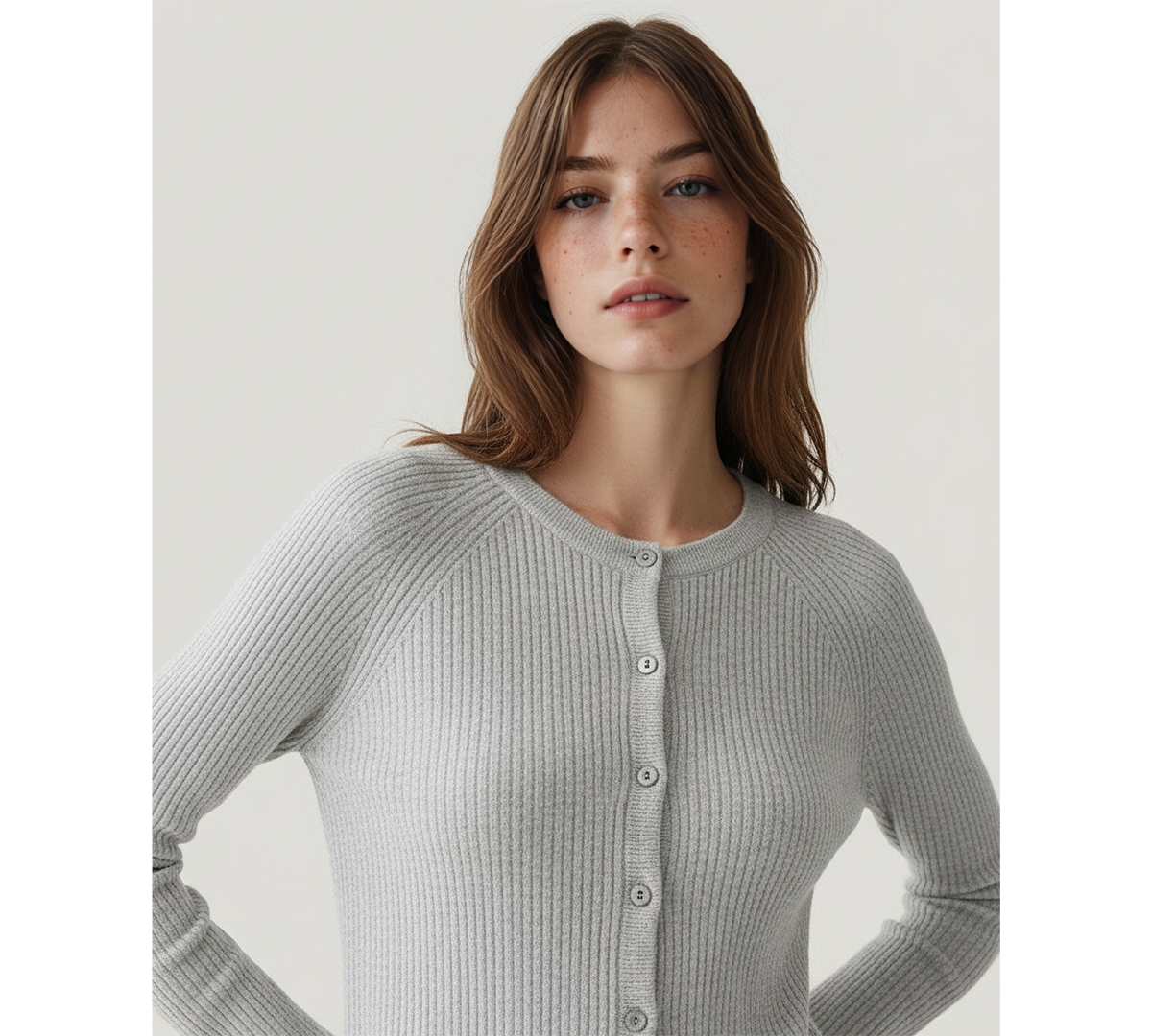 Naadam Women's Tulip Hem Button Cardigan Sweater In Gray