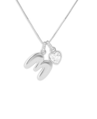 Sterling Silver Initial Charm Necklace in Holiday Ornament