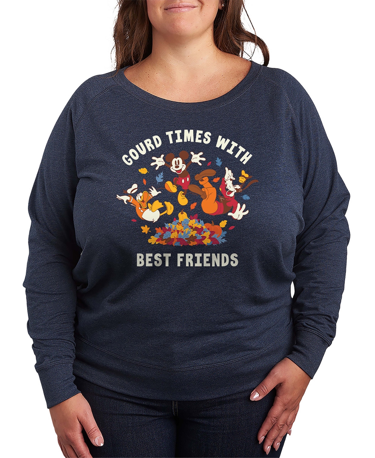 Hybrid Apparel Disney Fall Mickey and Friends Gourd Times Women's French Terry Long Sleeve Shirt