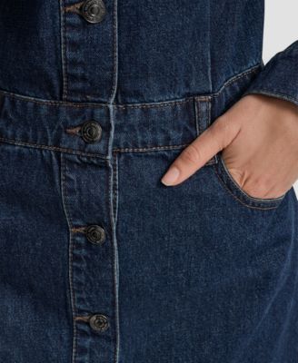 Women's Button-Down Long-Sleeve Denim Dress