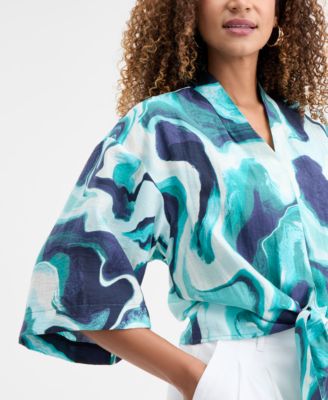 Women's Printed Tie-Hem Top, Macy's Exclusive
