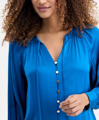 Women's Tie-Neck Puff-Sleeve Blouse, Macy's Exclusive