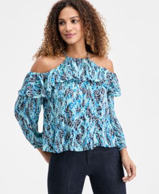 I.N.C. International Concepts - Women's Printed Cold-Shoulder Top