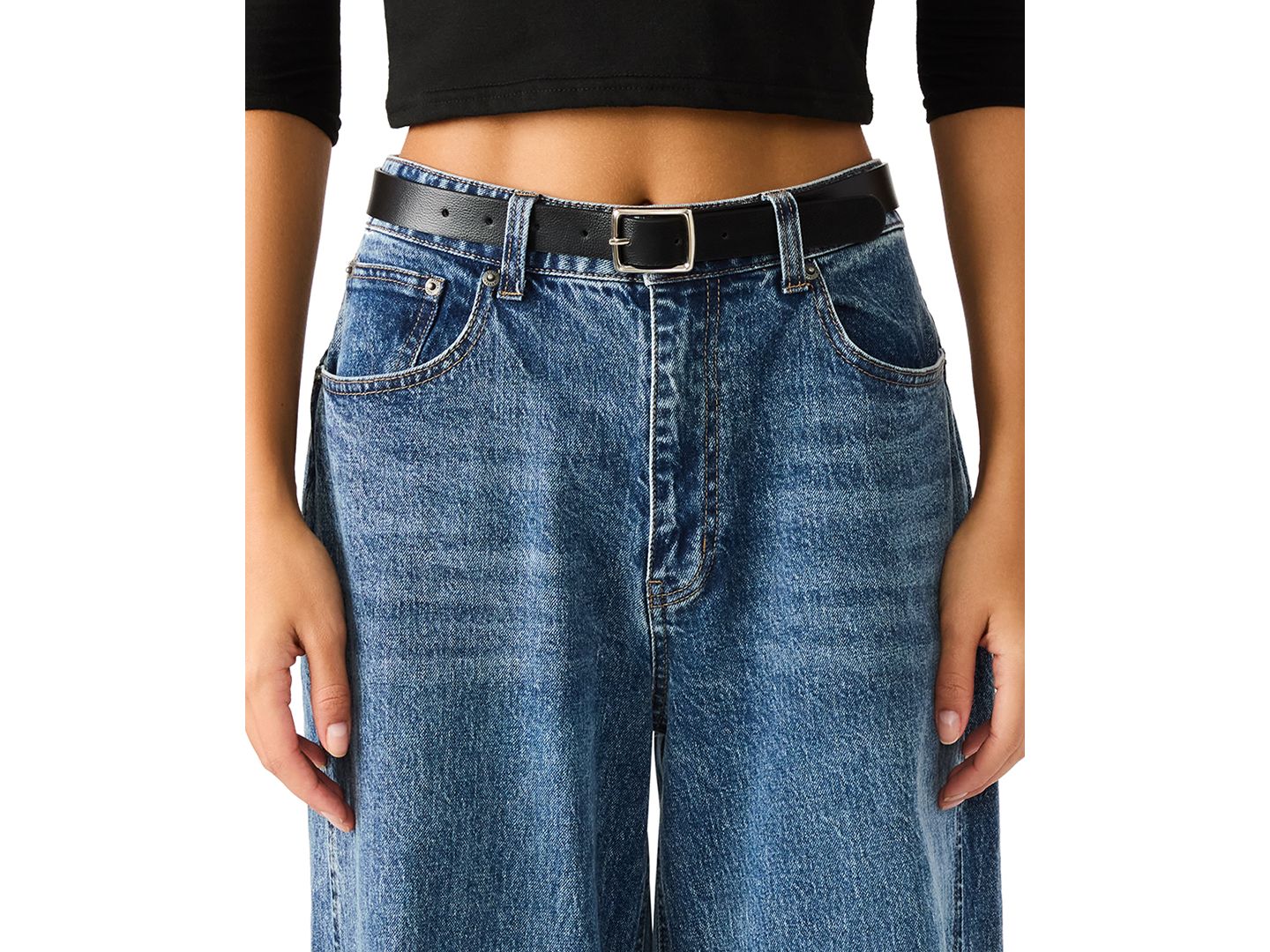 Женские ремни Steve Madden 2 Piece Smooth and Textured, цвет: Коричневый / Чёрный — фото 5