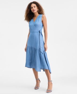 I.N.C. International Concepts - Women's Surplice Asymmetrical Tiered Sleeveless Wrap Dress