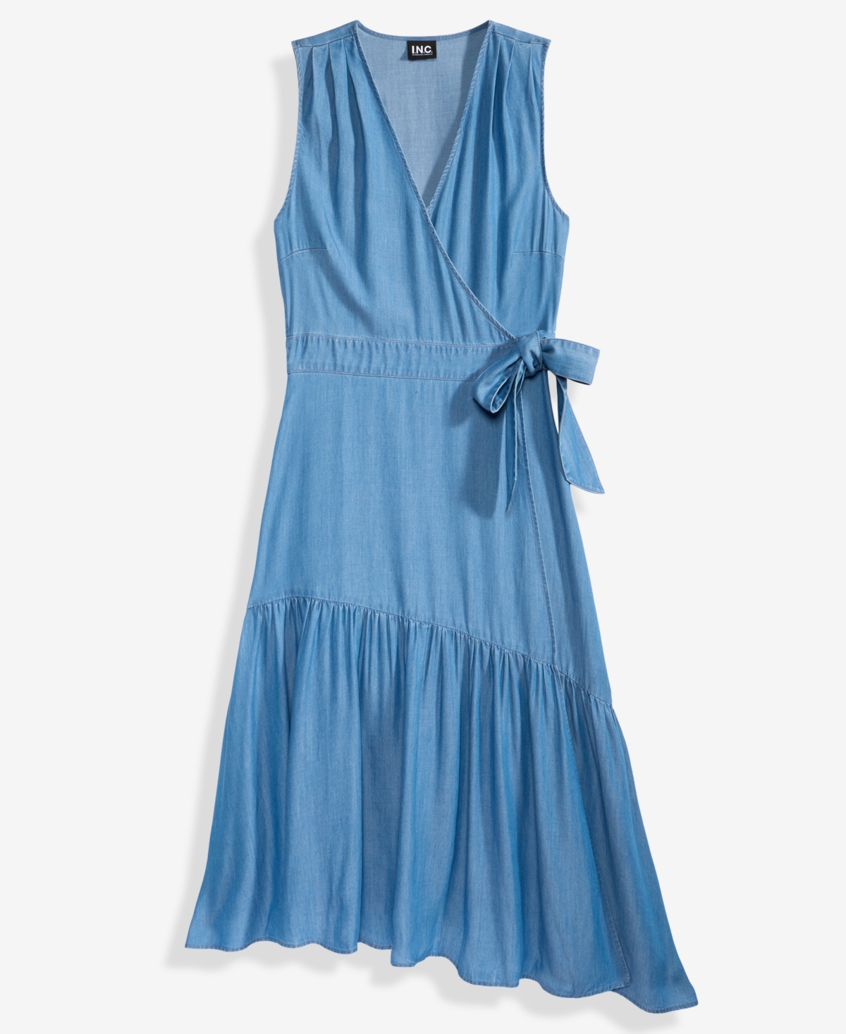 Inc International Concepts Womens Surplice Asymmetrical Tiered Sleeveless Wrap Dress P Xs Xxl Macys Exclusive In Purple