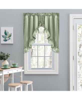 Ellis Stacey 1.5" Rod Pocket High Quality Fabric Solid Color Window Ruffled Swag 60"x38" Merlot