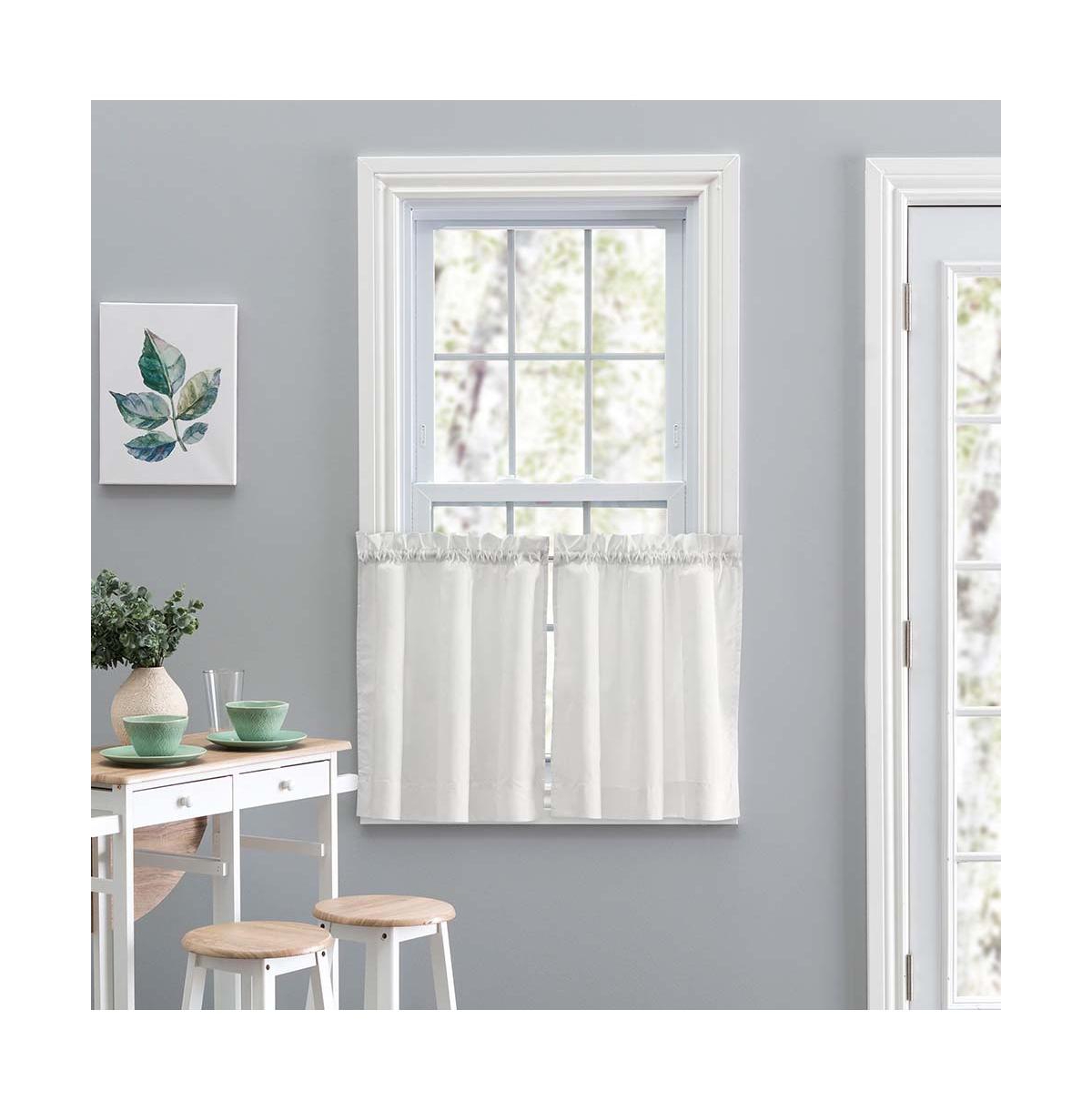 Ellis Stacey 1.5" Rod Pocket High Quality Fabric Solid Color Window Tailored Tier Pair 56"x45" Ice Cream