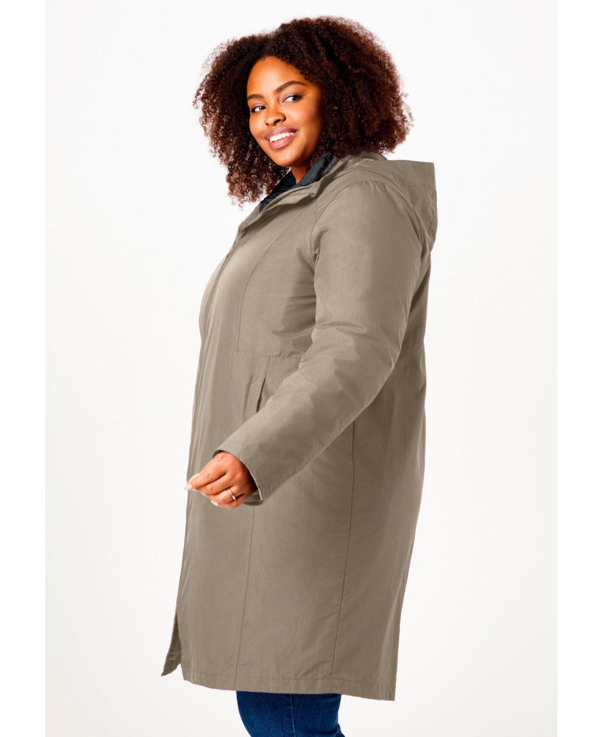 Woman Within Women's 3-In-1 Hooded Taslon Jacket