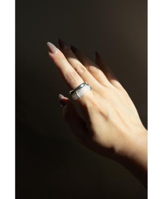 Cove& White Jade Stone Sculpted Ring