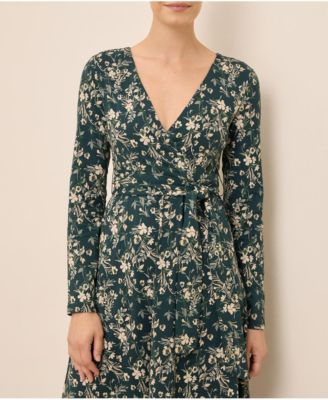 Women's Organic Cotton Fit & Flare Faux Wrap Dress