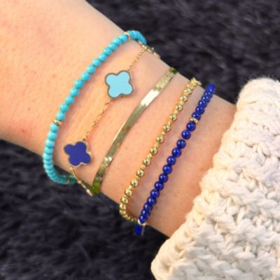 Turquoise Round Bead Bracelet 14K Gold