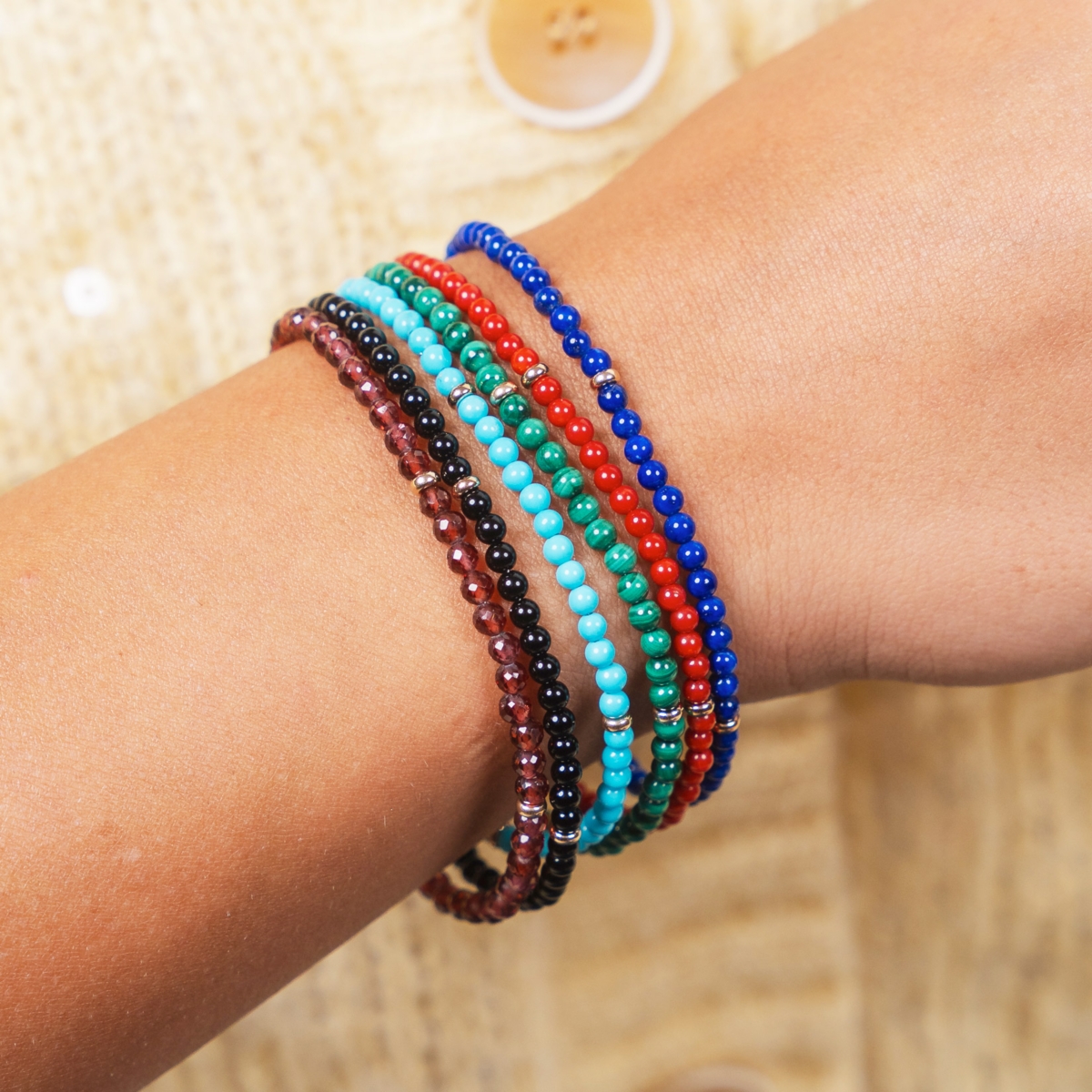 The Lovery Coral Round Bead Bracelet 14K Gold
