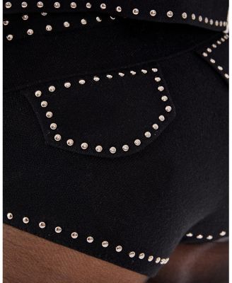 Women's Knitted Western Stud Detail Shorts