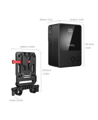 VB99 Mini Rechargeable V-Mount Battery with 15mm Dual Rod Clamp Battery Plate